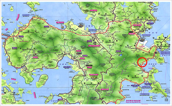 지도상위치도. 조선테마공원의 위치가 표시됨.